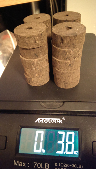 20 burnt burl cork rings: 3.8 ounces